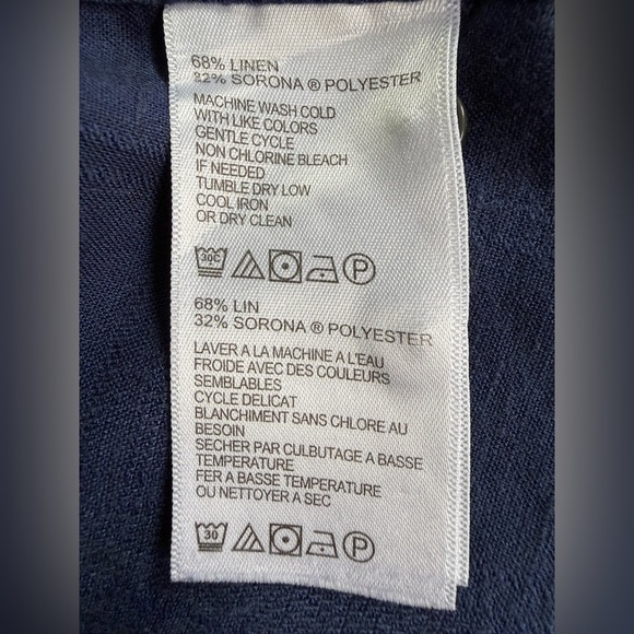 Tommy Bahama Navy Linen Blend Button Up Shirt Men’s Large - Picture 13 of 13